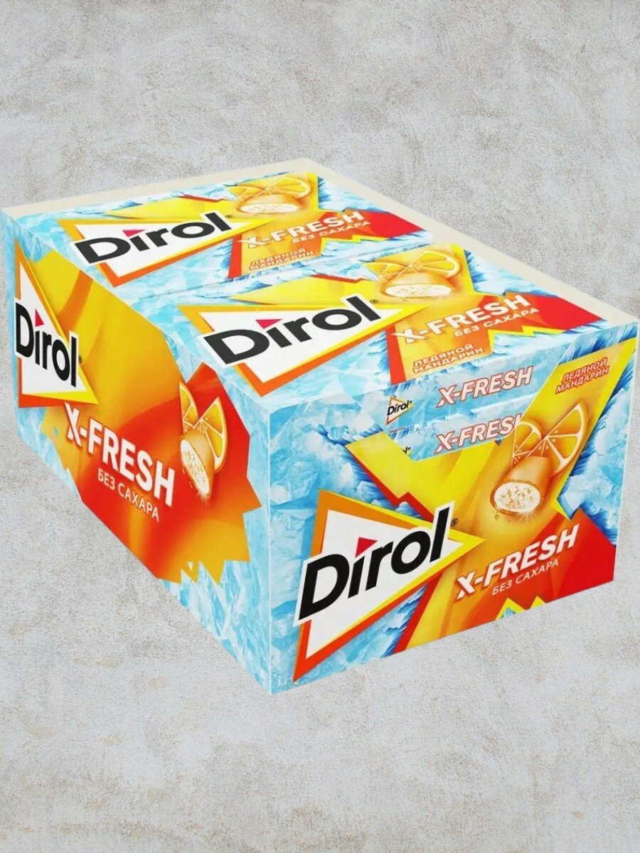 Жевательная резинка Dirоl X-Fresh, без сахара, ледяной мандарин, 16г, 24шт