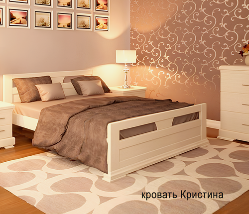 Изображение товара Кровать "Кристина" из массива сосны 160x200 см, Эмаль слоновая кость