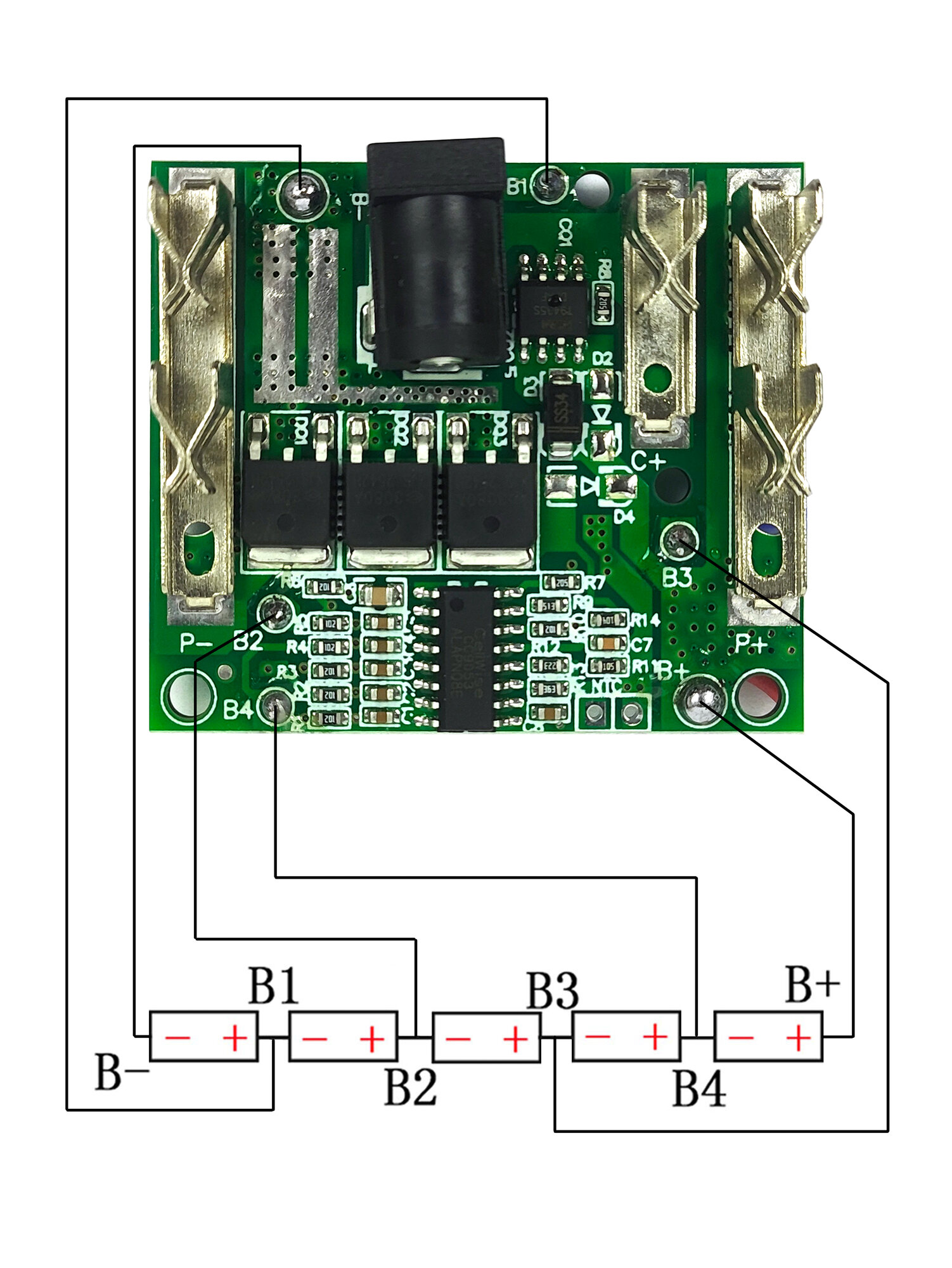 BMS 5s 21V Li-ion контроллер заряда для аккумуляторов для электроинструментов на 5 ячеек