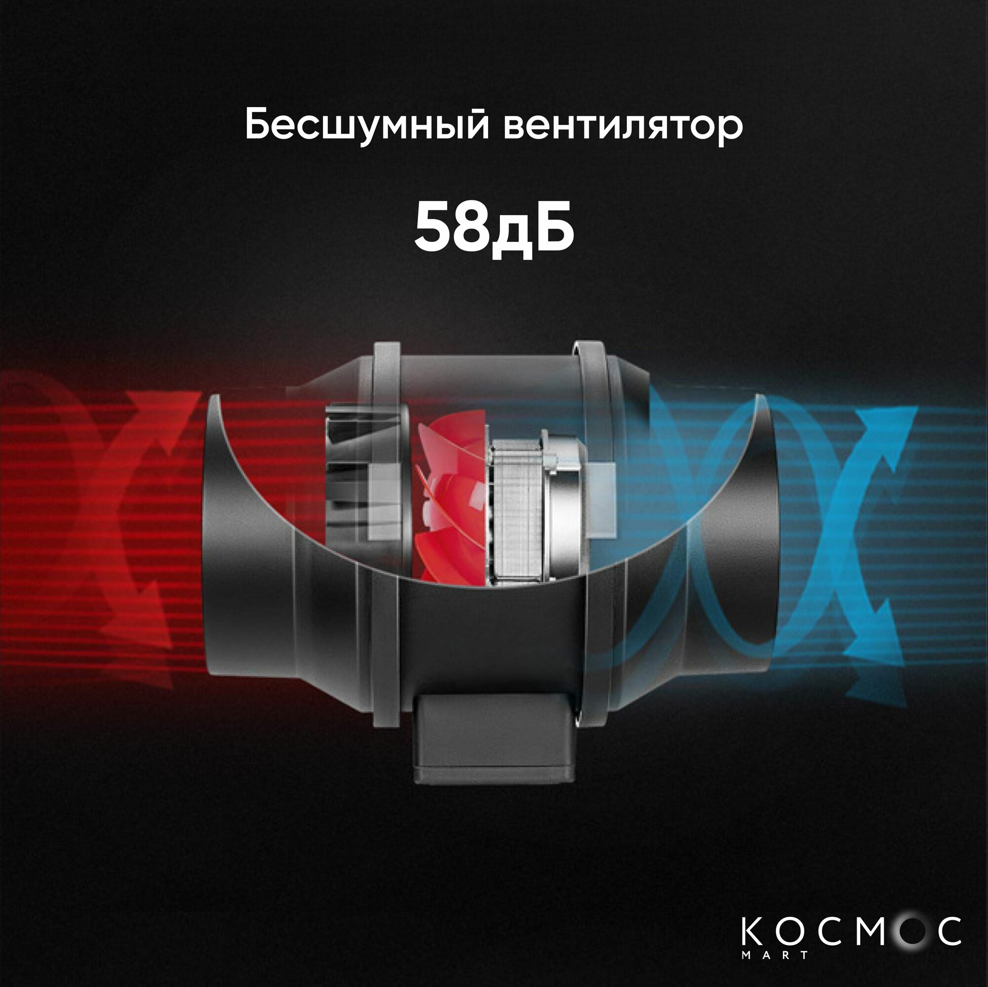 Канальный вентилятор, вытяжной, бесшумный, осевой, вытяжка для ванной ...
