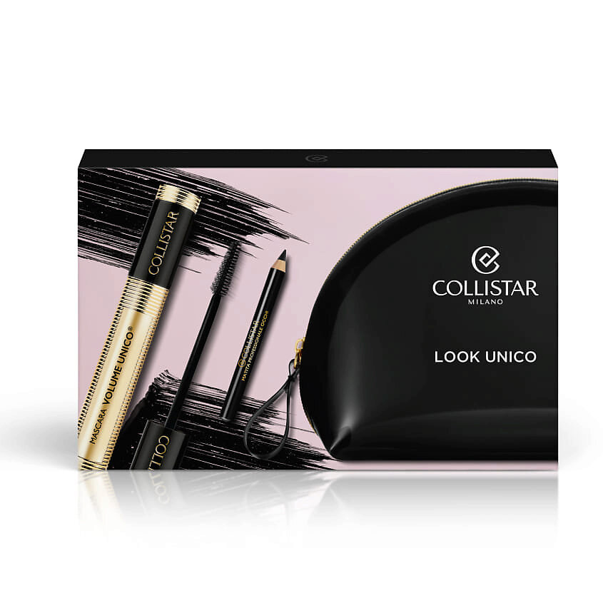 Collistar Набор для макияжа Look Unico (тушь для ресниц Volume Unico черная 13мл + карандаш для глаз Matita черный 0,8г + косметичка)