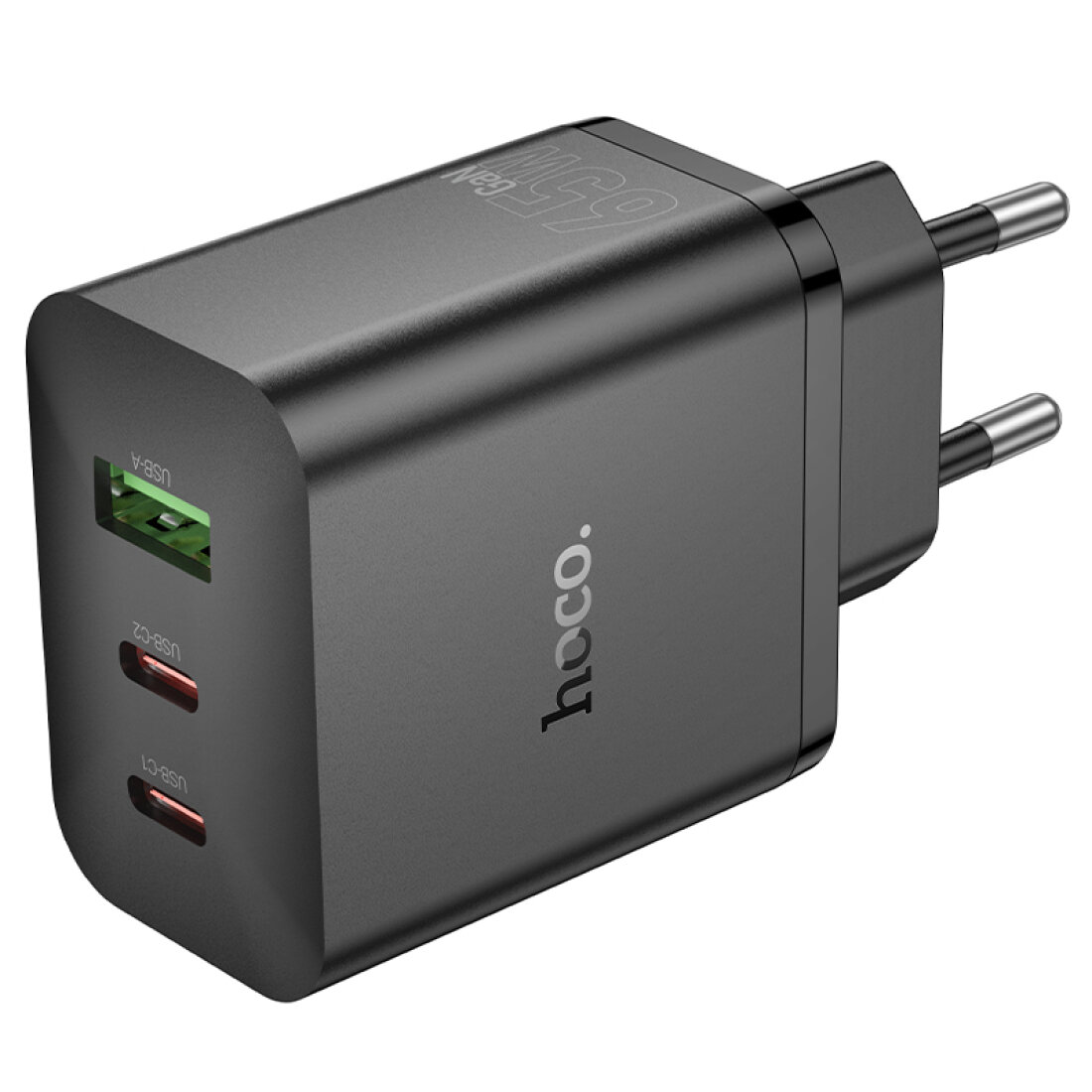 Сетевое зарядное устройство, 1 USB 3.0 QC+2 PD 65W (N51), HOCO, черный