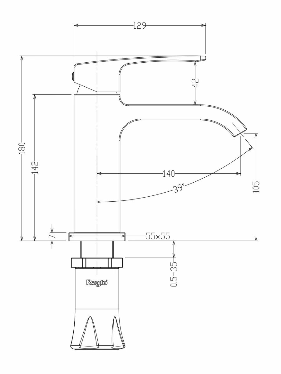 R02.10 Смеситель для раковины Raglo хром — фото 1