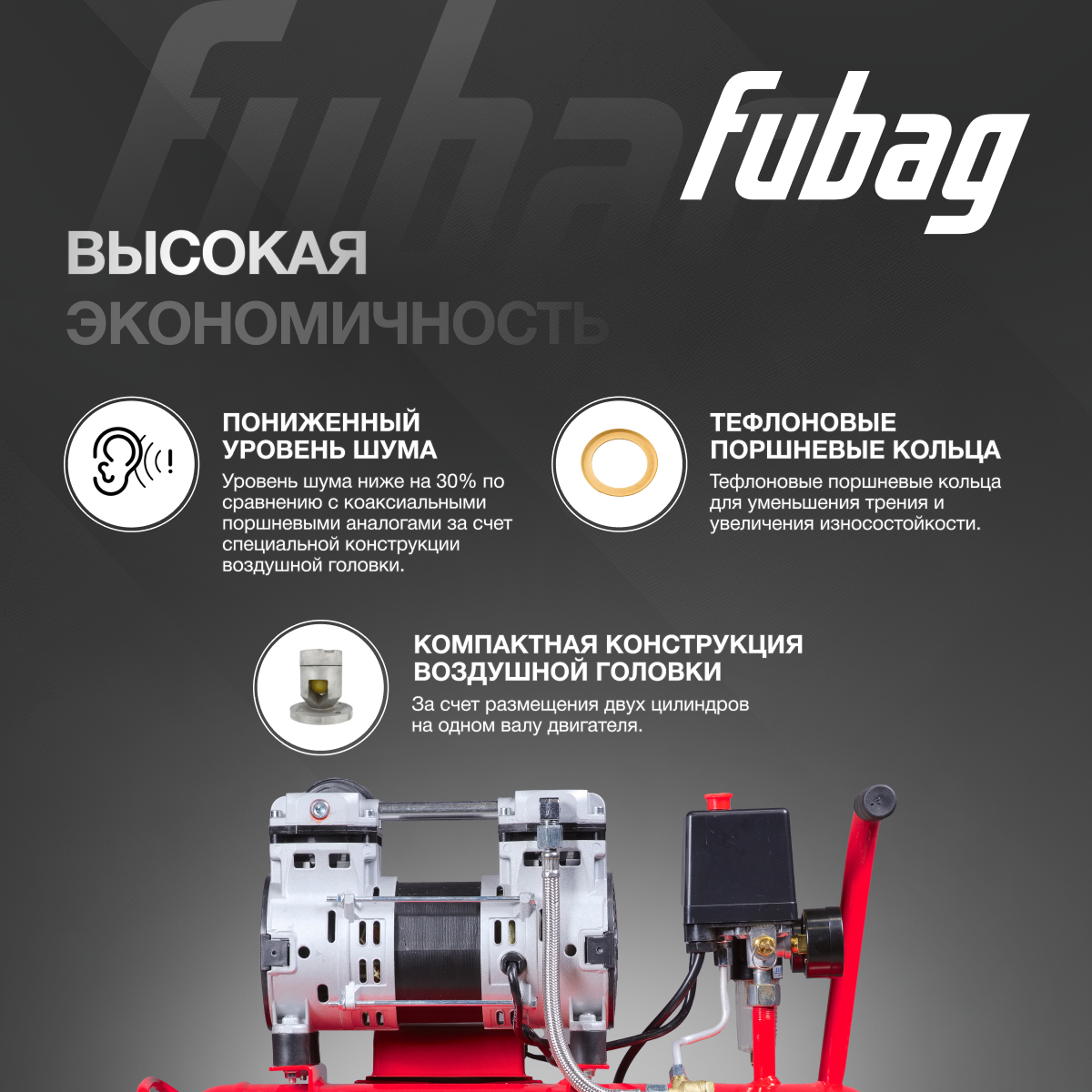 Компрессор воздушный безмасляный малошумный FUBAG OLS 180/24 CM1.2, 180 л/мин, ресивер 24, 8 бар, 220 В — фото 1