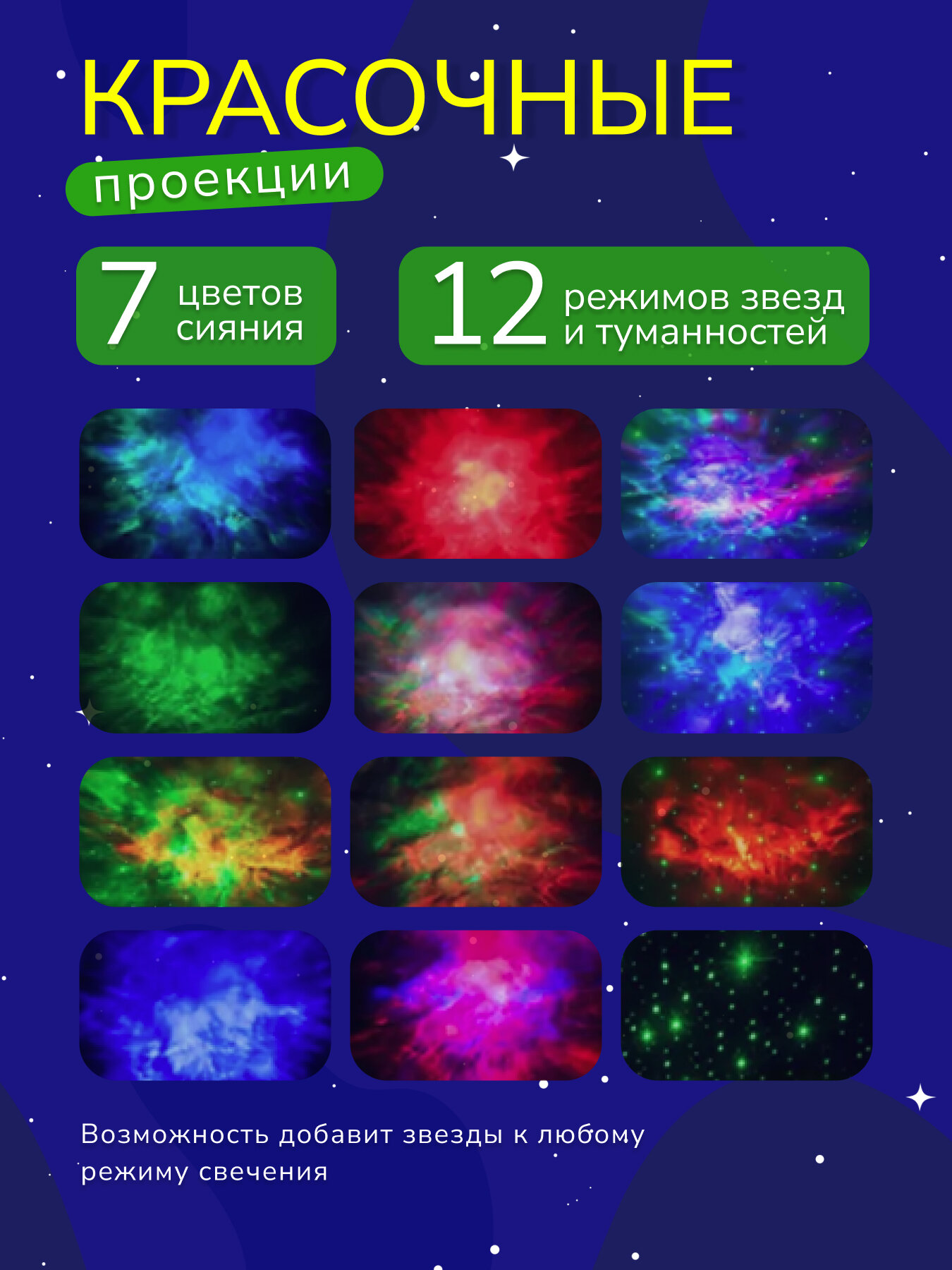 Ночник проектор звездного неба Космонавт с пультом ПДУ , Cветодиодный лазерный светильник Астронавт, робот, 8 режимов подсветки — фото 1
