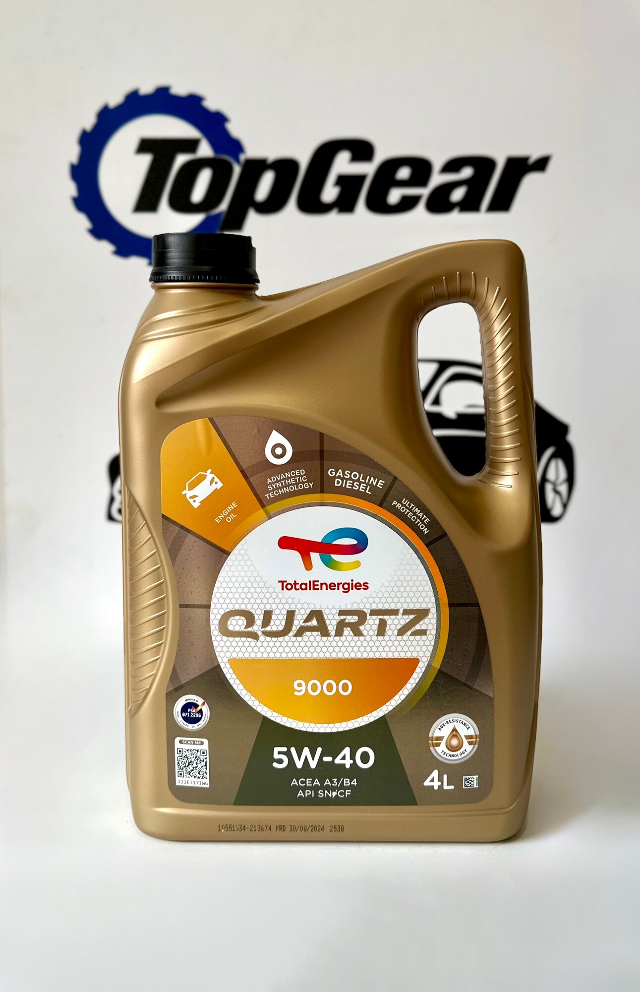 Моторное синтетическое масло TOTAL Quartz 9000 5W40, 4 л, арт 148597