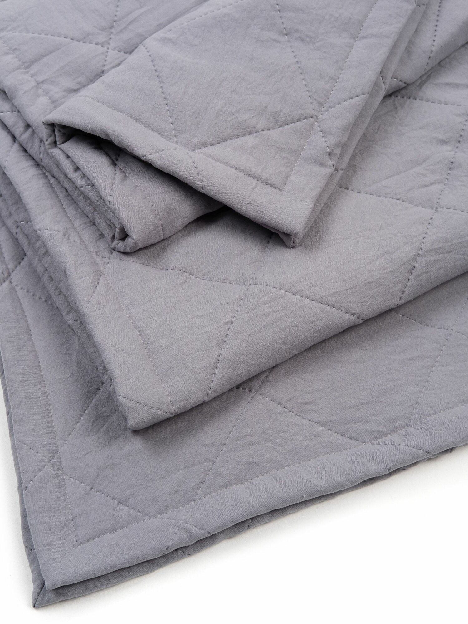 HILLSON Покрывало на кровать, диван 120х200 лофт цвет дымка, светло-серый, стеганое, поликоттон — фото 1