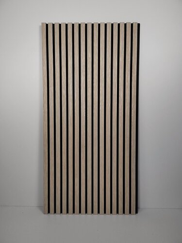 Изображение товара Акустическая панель 1200х600х21мм рейки МДФ, черный войлок, шпон дуб натюрель светлый INDECO