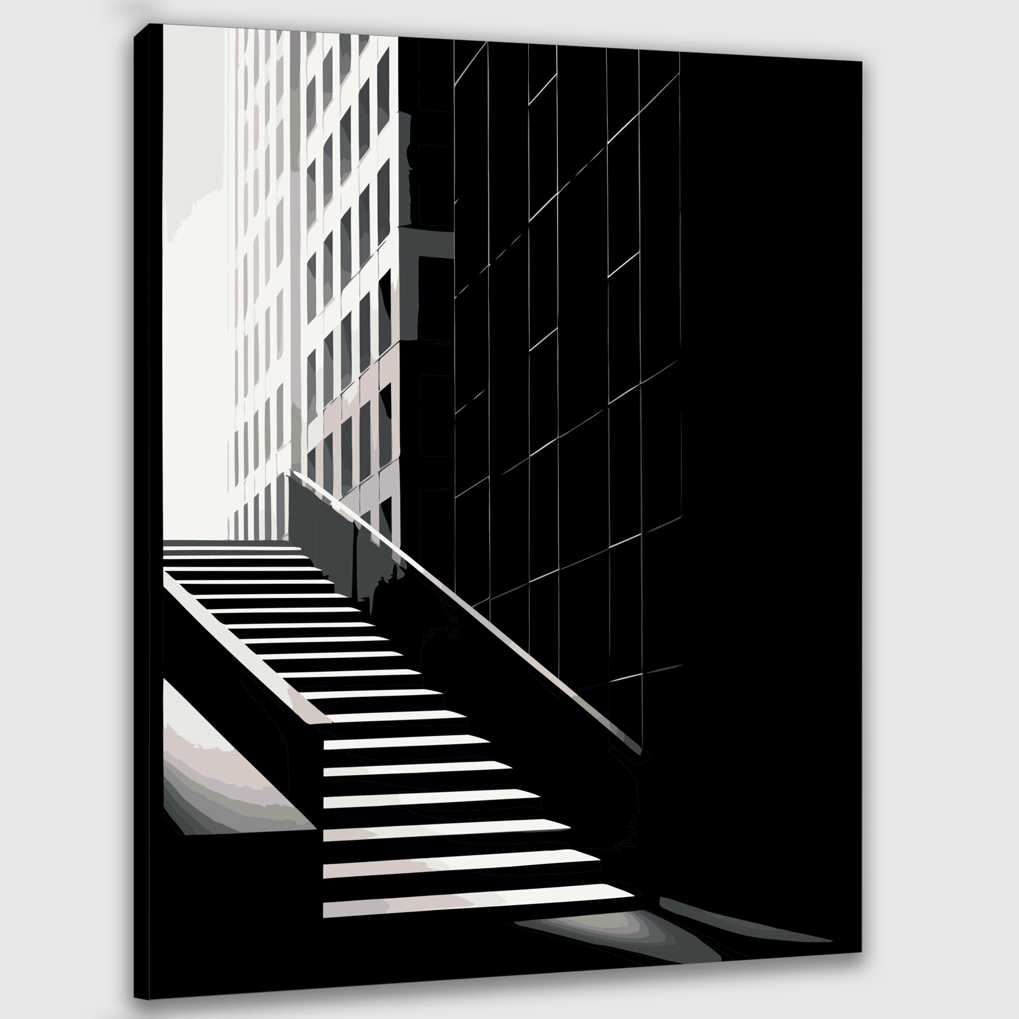 Картина по номерам 40x50 см, фотография, черно-белая, мрачная, ритмичное повторение, архитектурные элементы
