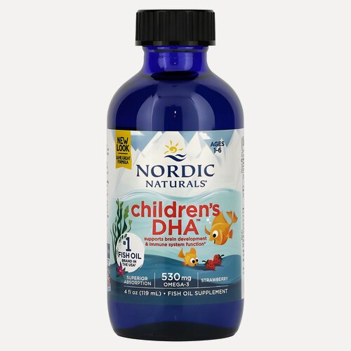 Изображение товара Children's DHA, ДГК для детей от 1 до 6 лет, Nordic Naturals, со вкусом клубники, 530 мг, 119 мл