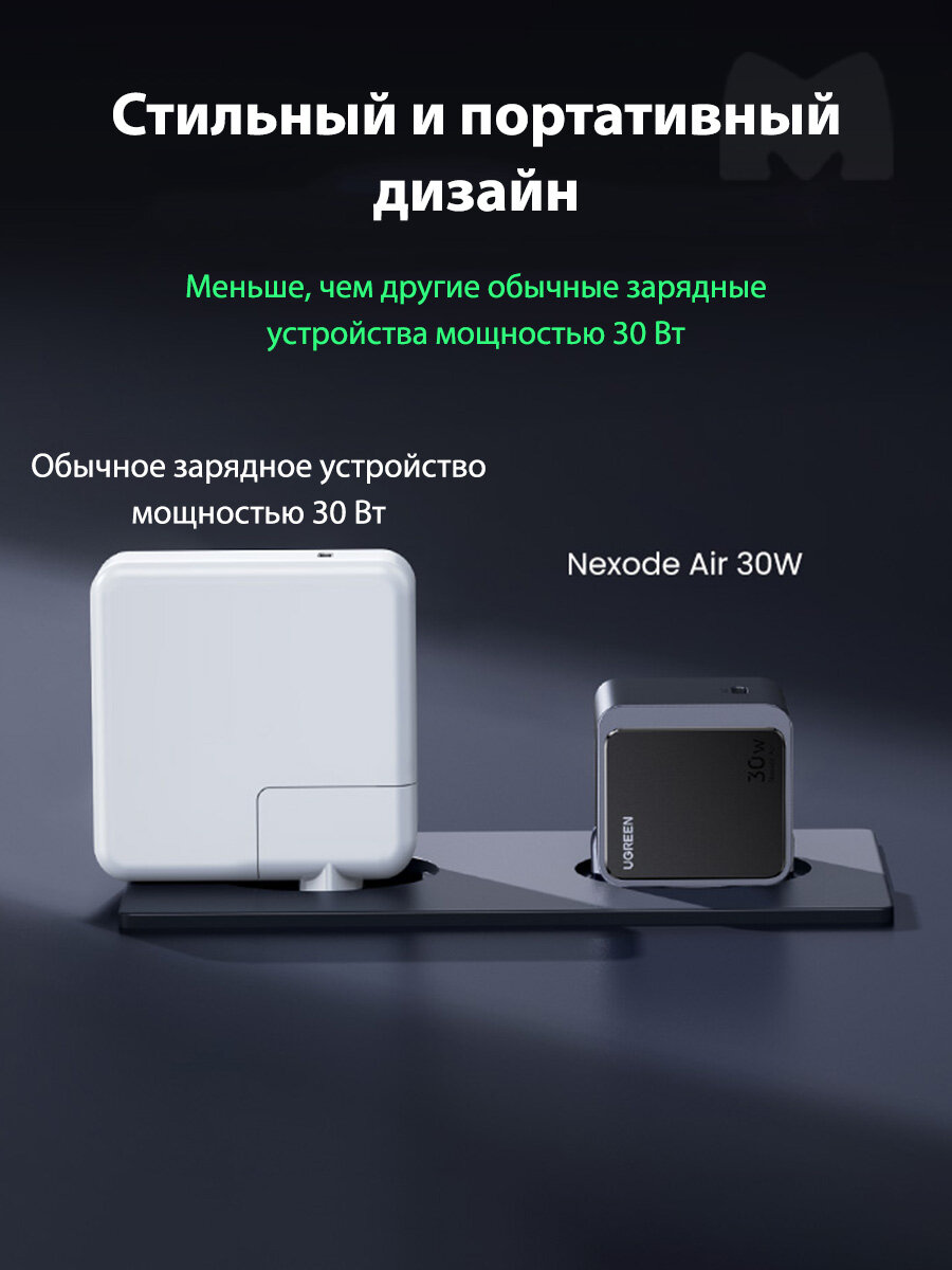 Сетевое зарядное устройство X503 Ugreen, 30W, GaN, USB-C, PD, цвет серый (35041) — фото 1