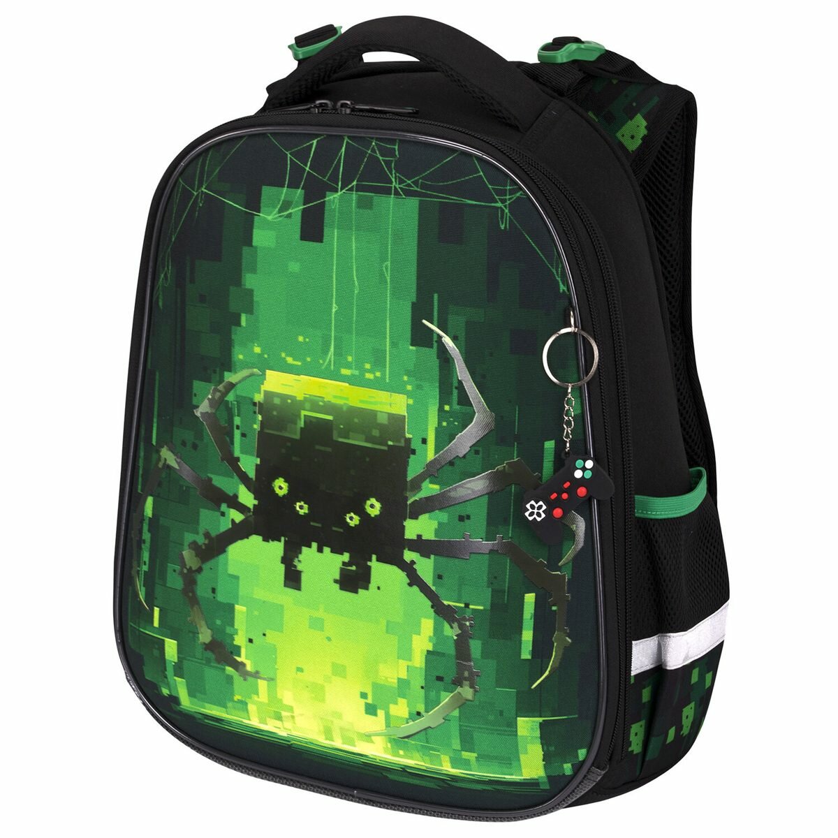Ранец школьный Brauberg Premium, 2 отделения, с брелоком, "Digital spider", LED-лампочки, 38х29х16см (273101)