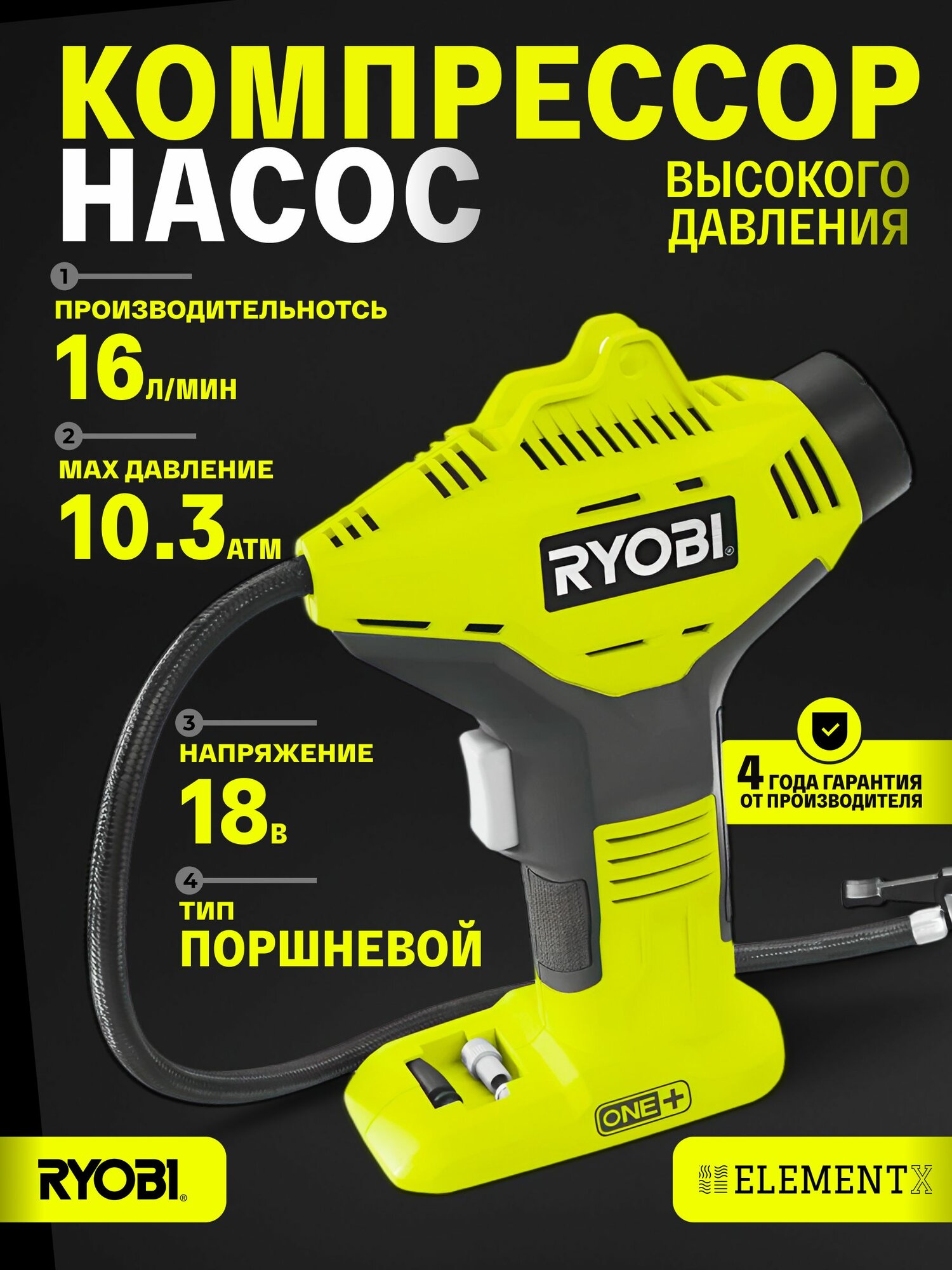 Компрессор Ryobi R18PI-0 One+ 5133003931