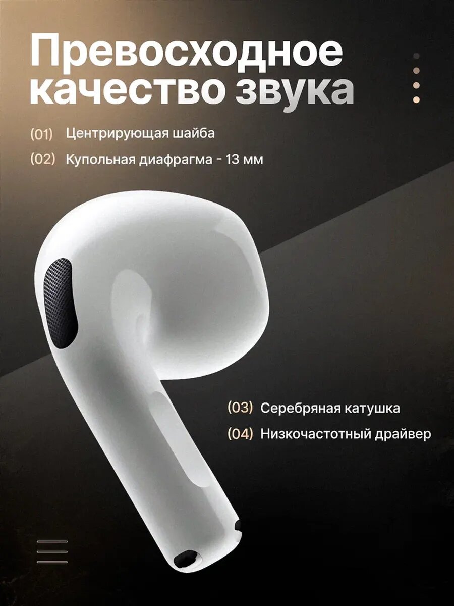 Наушники Apple AirPods 4 Premium (ЧЕХОЛ в подарок) - активное шумоподавление, персонализированное пространство ! — фото 1