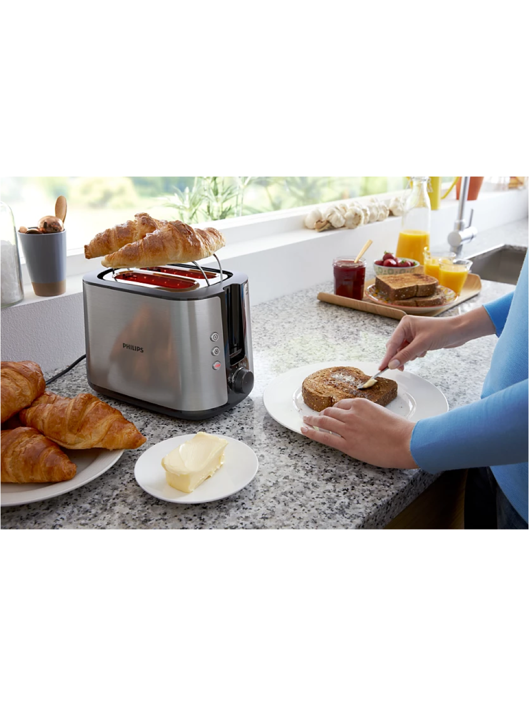 Тостер Philips "Viva Collection" HD2650/91, 2 тоста, серебристый — фото 1