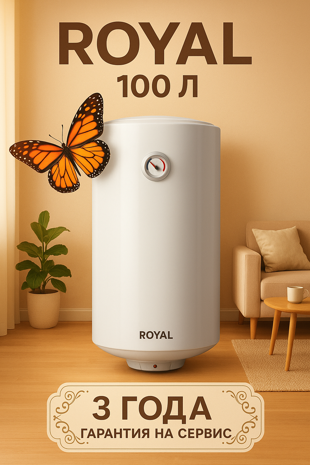 Электрический водонагреватель Royal 3-Logic S TT, ускоренный нагрев воды, 100 л