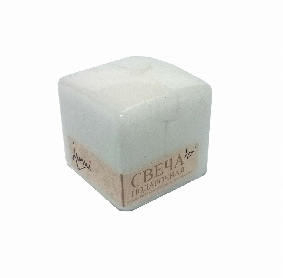 Свеча Антей Candle  Призма   белая  парафиновая  время горения 32 ч  6 см х 6 см