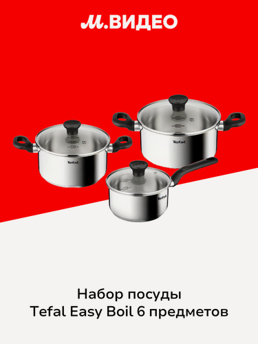 Изображение товара Набор посуды (нержавейка) Tefal Easy Boil 6 предметов G749S674