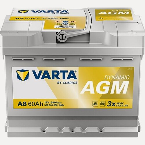 Изображение товара Аккумулятор Varta Dynamic AGM 560 901 068 D52/A8, 242x175x190, обратная полярность, 60 Ач