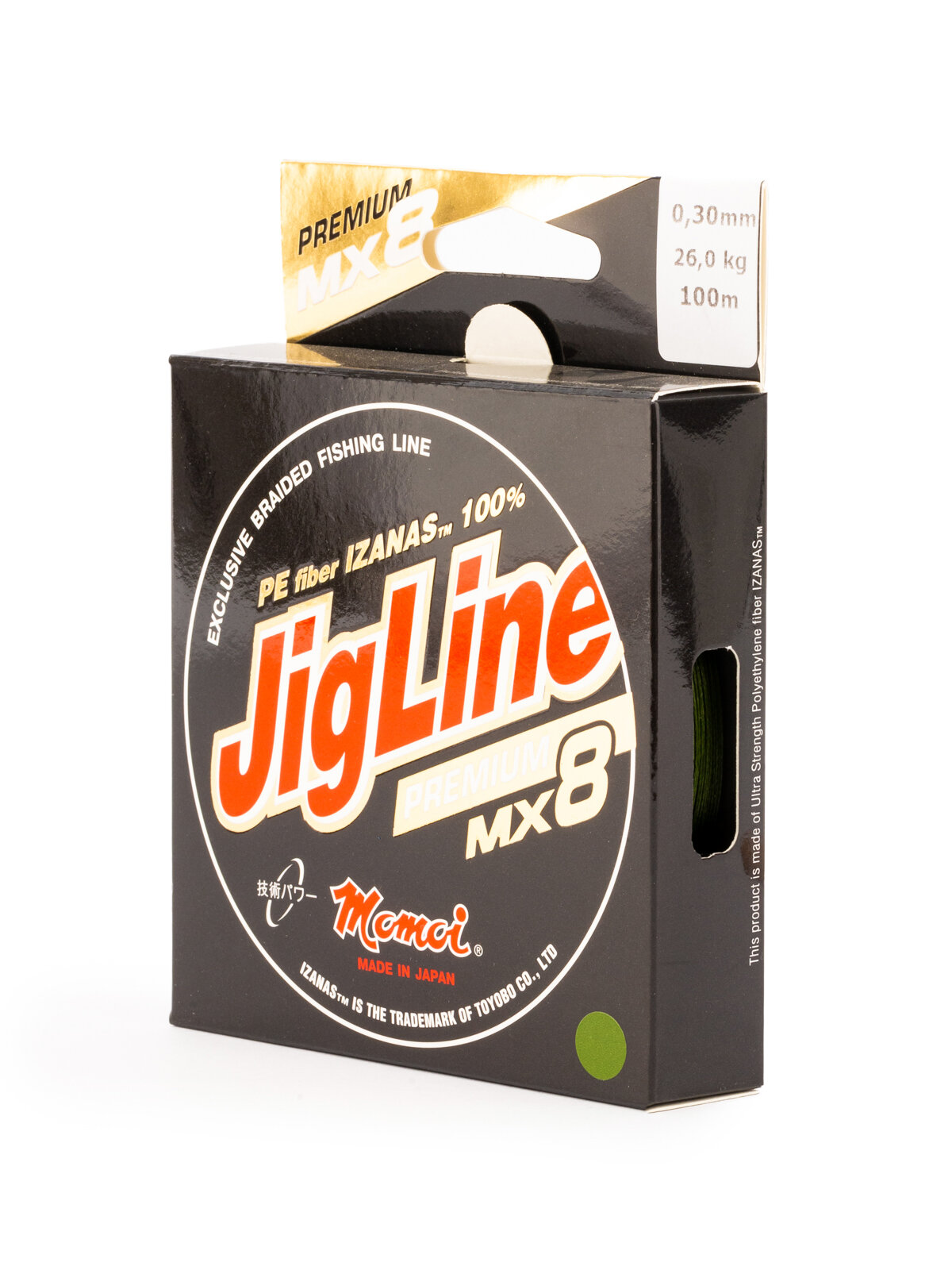 Плетеный шнур Jigline MX8 Premium, длина 100 м, тест 13 кг, толщина 0,16 мм, цвет оливковый — фото 1