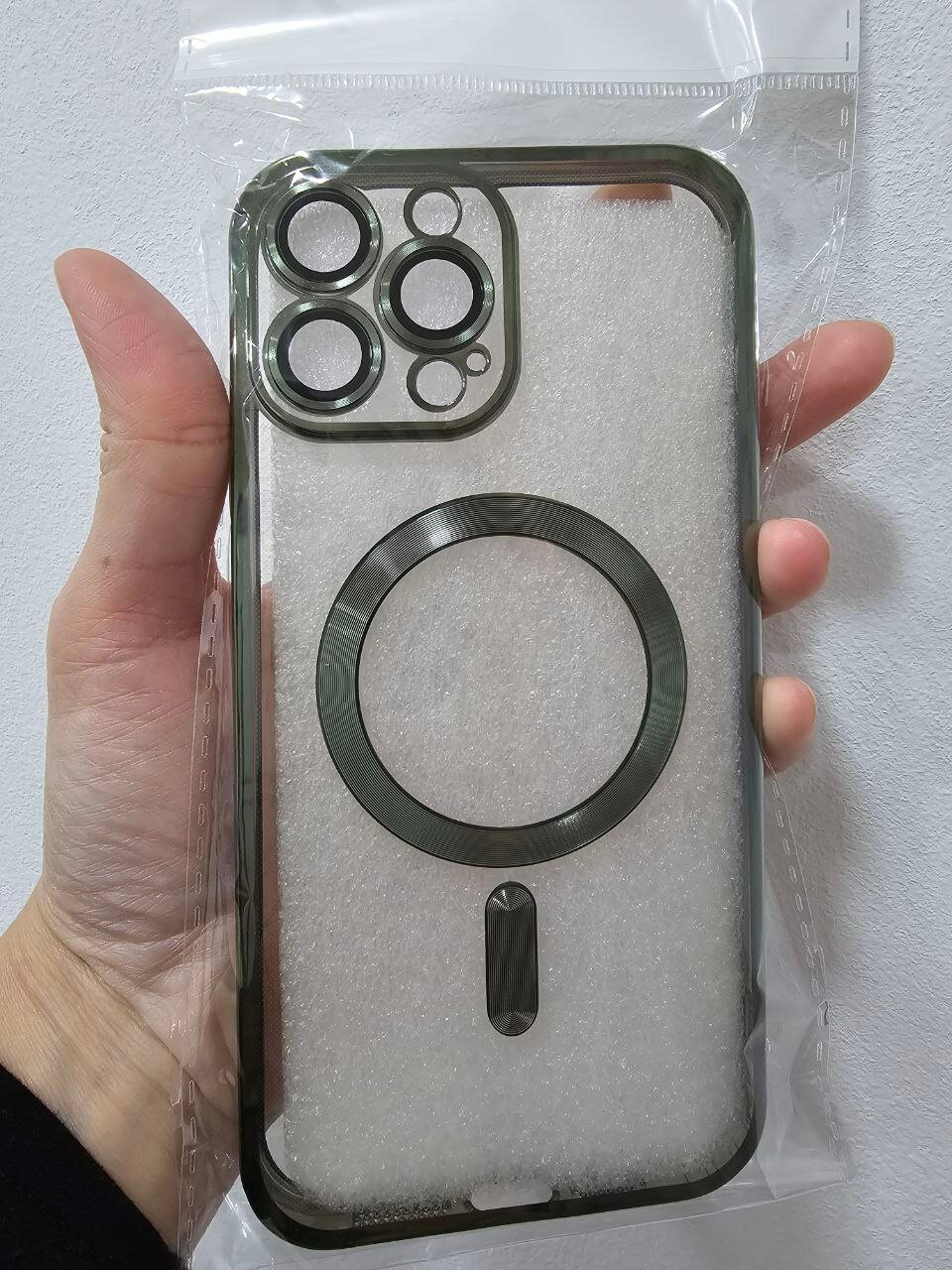 Чехол на iPhone 13 Pro Max "Soft Touch", силикон, прозрачный, ударопрочный, болотовый — фото 1