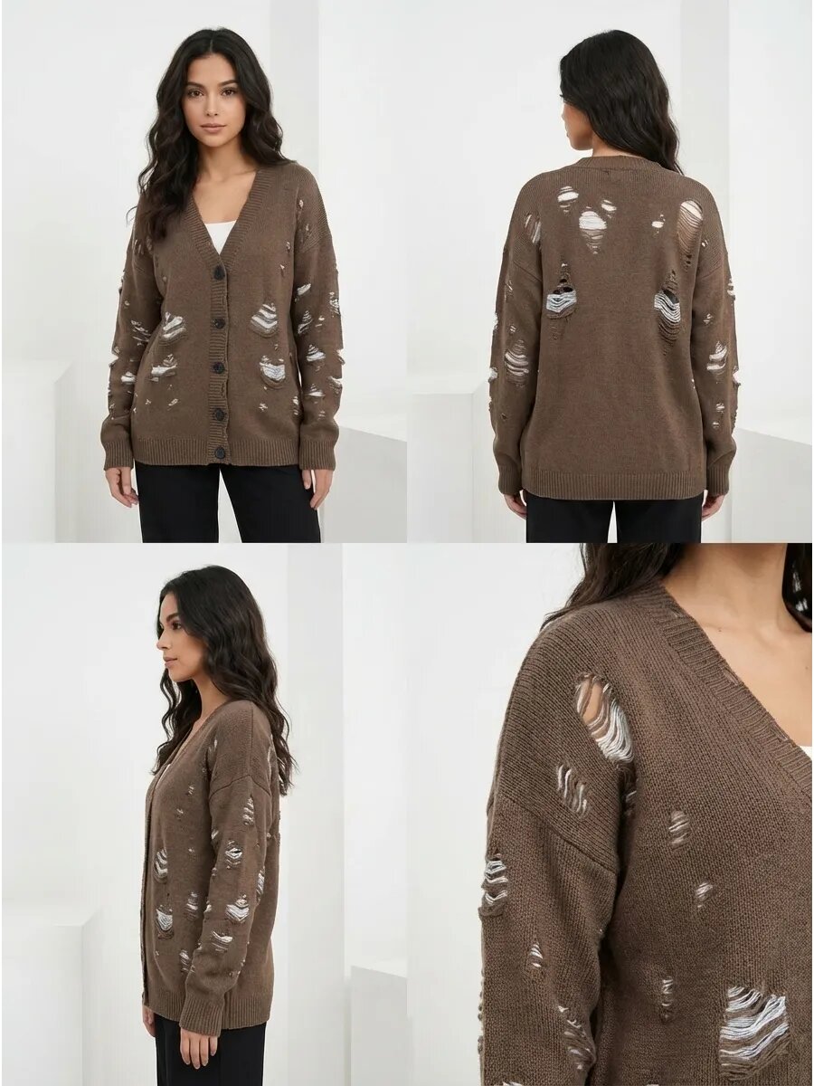 Кардиган DommoD, размер 46-50, коричневый — фото 1