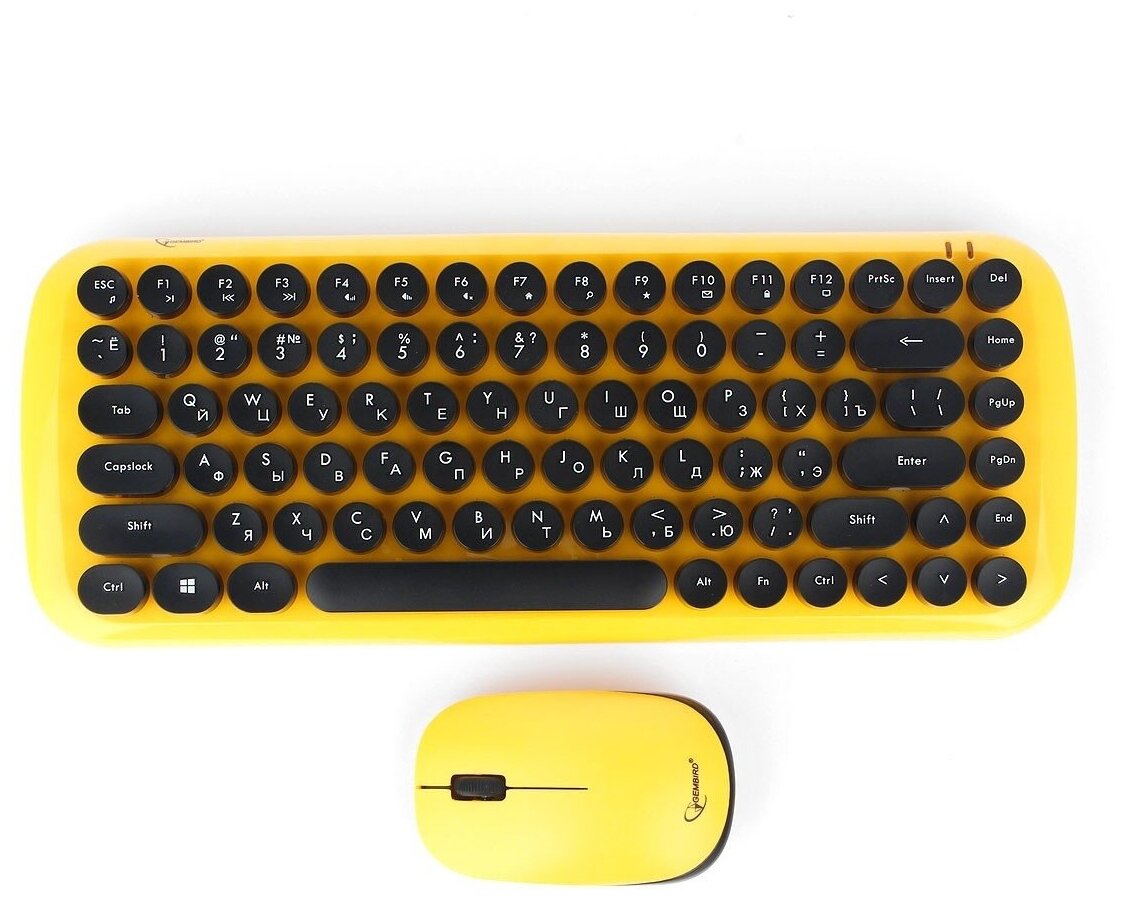 Клавиатура и мышь Wireless Gembird желтые, 2.4ГГц, 800-1600DPI, ретро-дизайн - фото №10