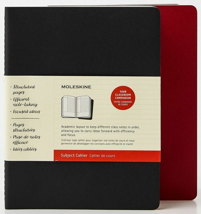 Блокнот Moleskine CAHIER SUBJECT CH4STNB02 19х25 см обложка картон 192стр. в линейку, черный/красный