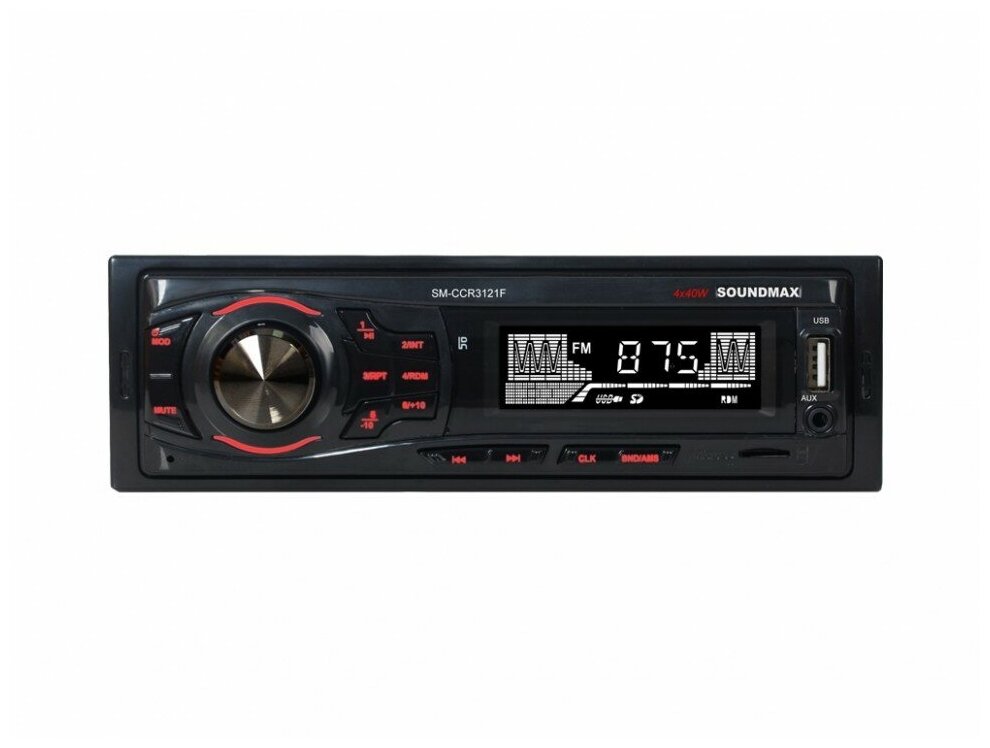 Автомагнитола SoundMAX SM- CCR3121F (черный/красный)