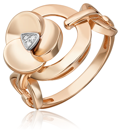 Кольцо PLATINA, комбинированное золото, 585 проба, родирование, бриллиант, размер 17, золотой, серебряный