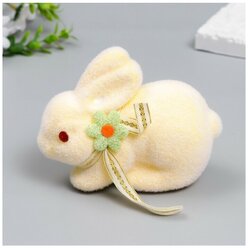 Декор пасхальный "Кролик с ленточкой и цветком на шее" микс 13 см
