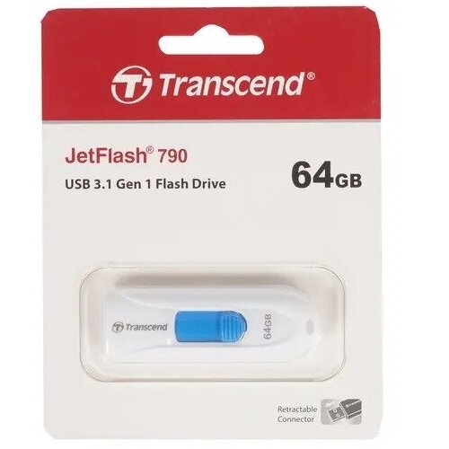 USB 64Gb Transcend Jetflash 790 TS64GJF790W USB3.0 белый