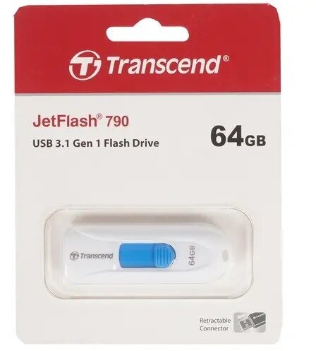 USB 64Gb Transcend Jetflash 790 TS64GJF790W USB3.0 белый