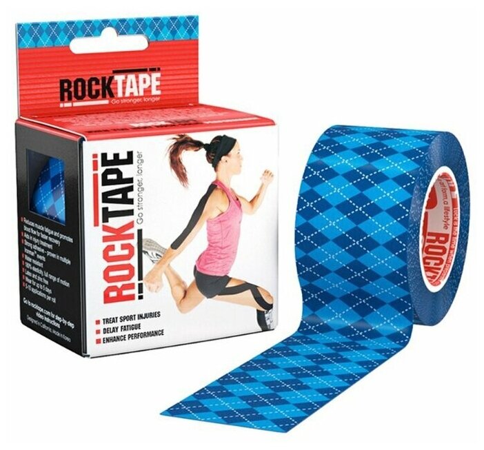 Кинезиотейп Rocktape 5 см х 5 м, синий ромб