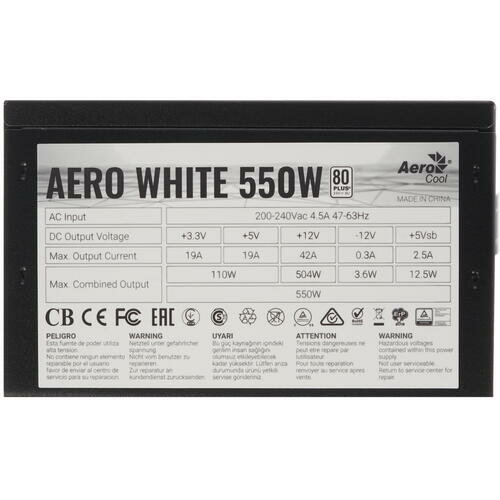 Блок питания AEROCOOL AERO WHITE, 550Вт, 120мм, черный, retail [aero white 550] - фото №12