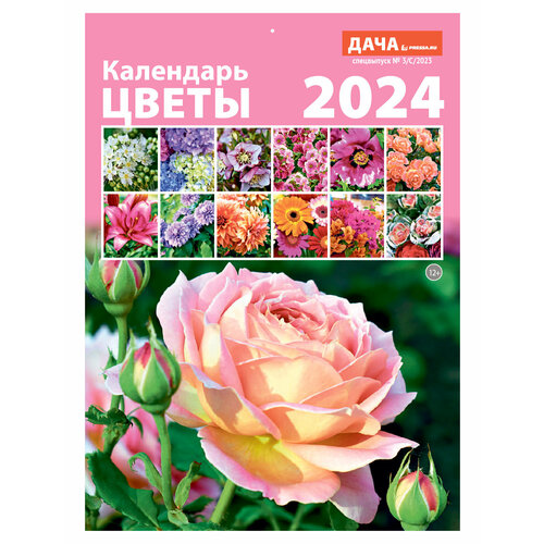 Календарь настенный перекидной на 2024 год (21 см* 29 см). Цветы.