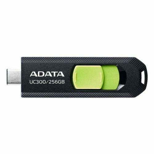 Флешка USB (Type-C) A-Data UC300 256ГБ, USB3.2, черный и зеленый [acho-uc300-256g-rbk/gn] флешка a data uc300 256гб usb3 2 черный зеленый acho uc300 256g rbk gn