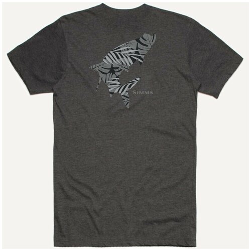 simms футболка logo t shirt charcoal heather мужской xxl активный отдых Simms Футболка Palm Tarpon Fill T-Shirt charcoal heather, Мужской, XXL активный отдых