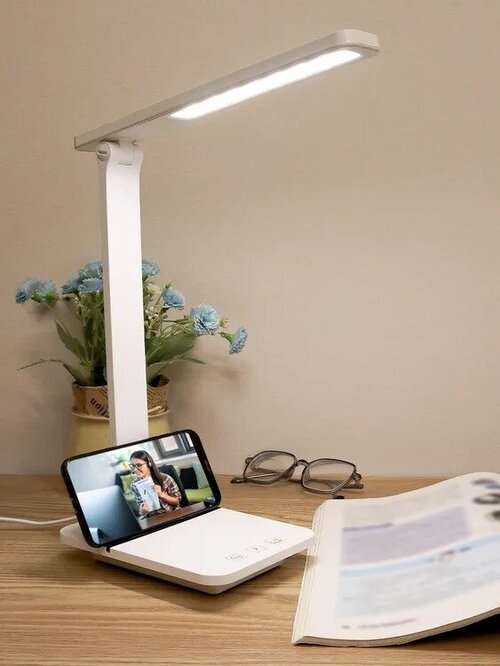 Лампа настольная светодиодная LED Светильник настольный на USB c аккумулятором для школьника белая