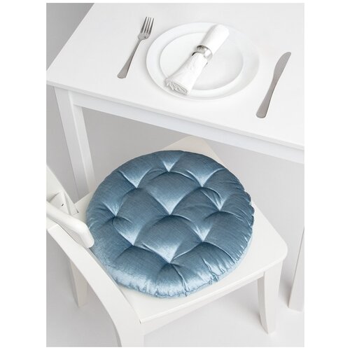 Подушка бархатная декоративная (универсальная) DeNASTIA, D40см, голубая, P111205