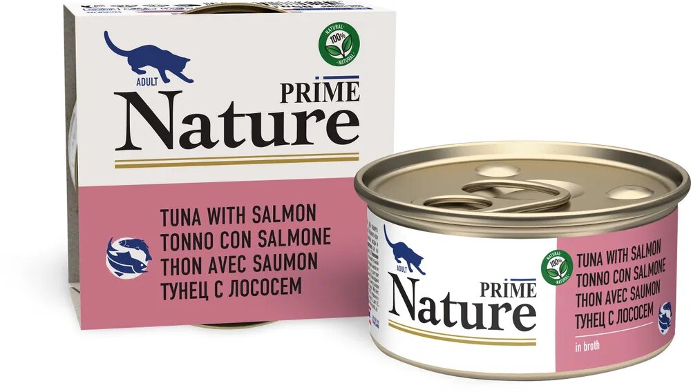 Корм для кошек PRIME NATURE курица с тунцом в бульоне банка 85г