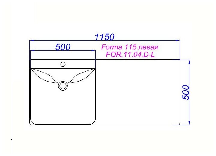 Раковина 115 см Aqwella Forma FOR.11.04. D-L