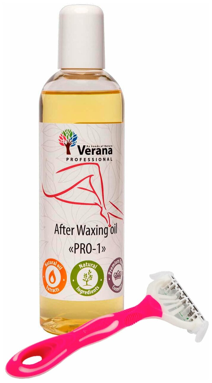 Verana Масло после депиляции, эпиляции Pro-1, натуральное, без запаха, восстановление, предотвращает воспаление и успокаивает раздражённую кожу, 250мл