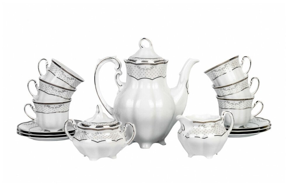 фото Кофейный сервиз на 6 персон 15 предметов Cmielow "Болеро /Отводка платина /G145" / 163384