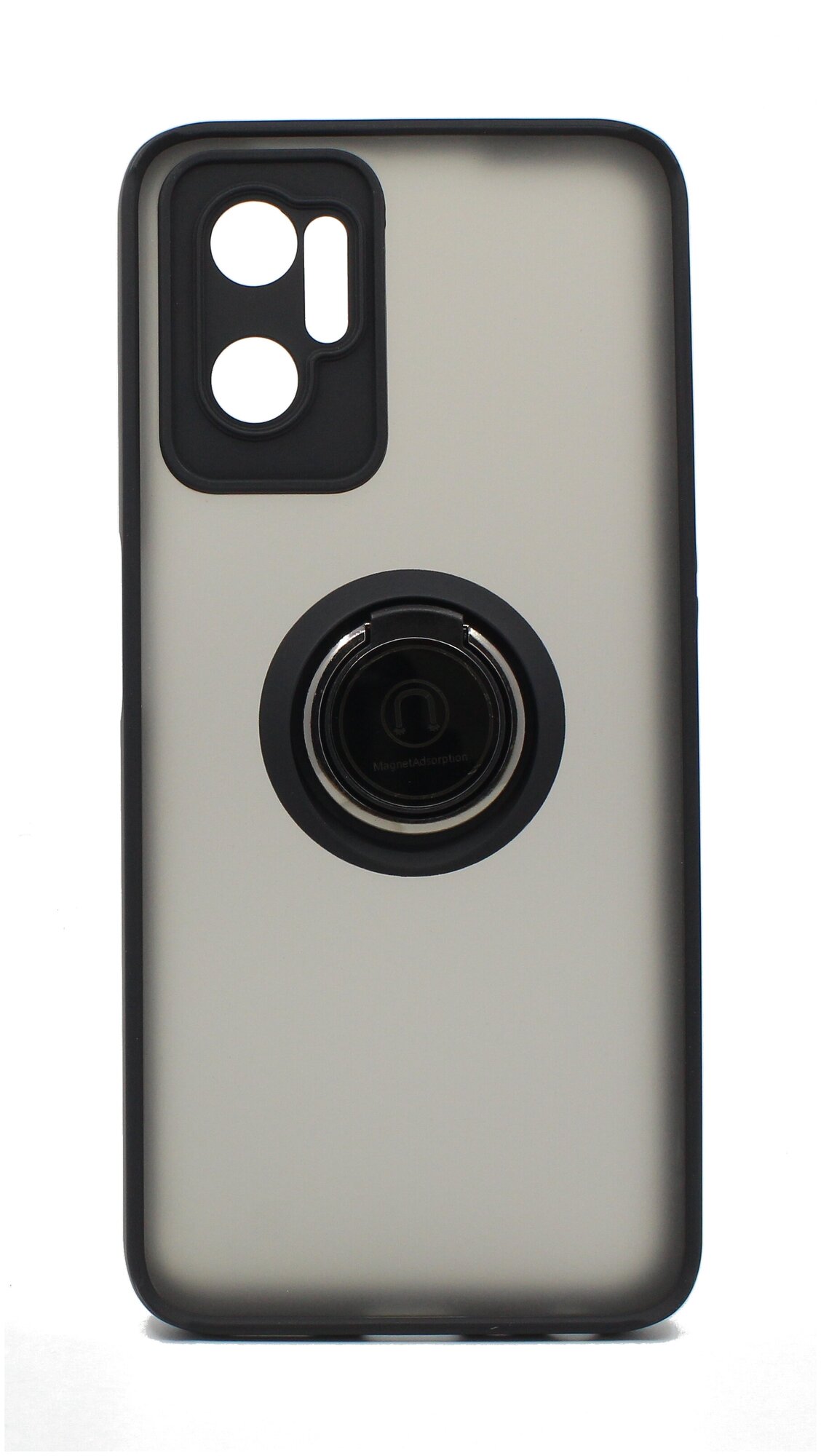 Чехол противоударный Mobix для Realme 9i, Oppo A36 4G, A76 4G с кольцом и с функцией подставки цвет: черный