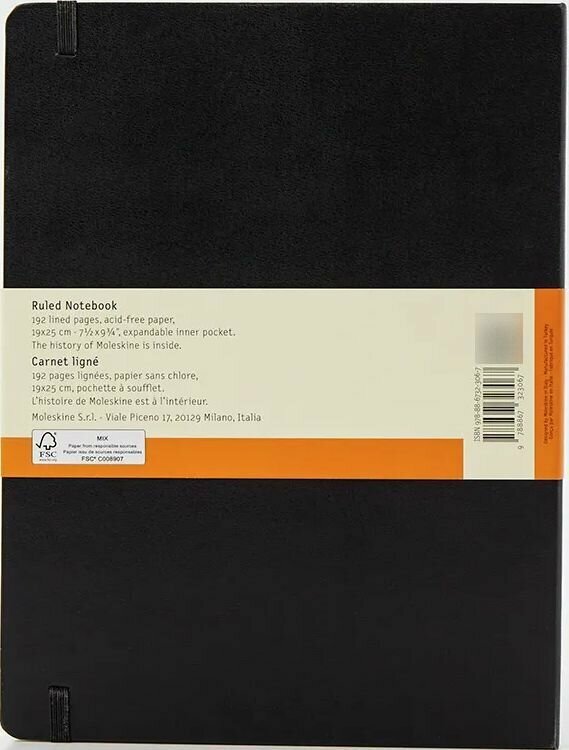Блокнот в линейку Moleskine CLASSIC (QP090)19х25см, 192стр., твердая обложка, черный - фотография № 8