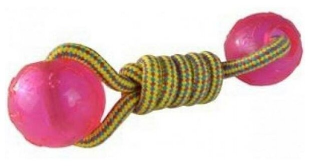 Papillon Игрушка для собак "Плетеная гантелька с двумя шариками", 17 см, 0,1 кг - фотография № 3