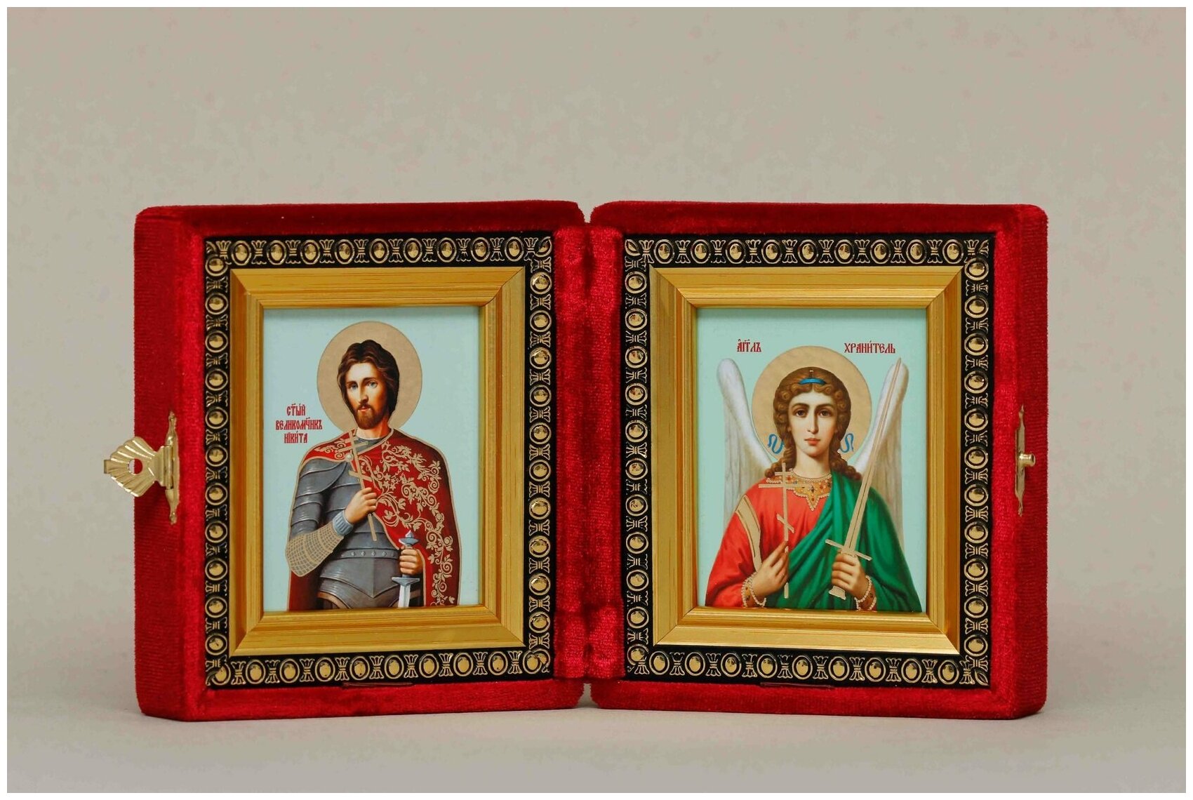 Икона Складень Никита Готфский, Великомученик и Ангел Хранитель