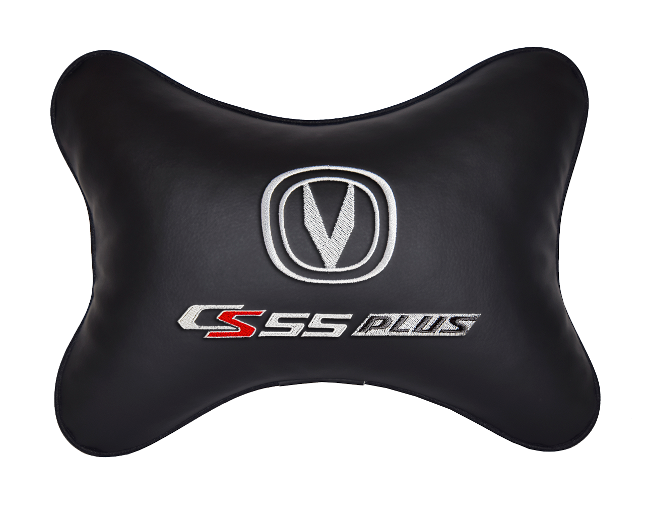 Автомобильная подушка на подголовник экокожа Black с логотипом автомобиля CHANGAN CS55 Plus