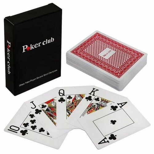 Пластиковые игральные карты Poker Club / Покерные карты 54 шт, красный карты покерные 54 шт jumbo poker